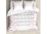 Abakuhaus Set Copripiumino Per Letti Matrimoniali, Fiore Rosa, Antiacaro, Adatto A Chi Soffre Di Allergie, Con Federe, Bianco Rosa