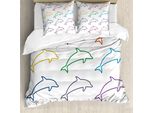 Abakuhaus Set Copripiumino Per Letto Matrimoniale, Delfini Che Saltano, Antiacaro, Adatto A Chi Soffre Di Allergie, Con Federe, Multicolore