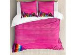 Abakuhaus Set Copripiumino Messicano Per Letti Matrimoniali, Stile Tribale, Antiacaro, Adatto A Chi Soffre Di Allergie, Con Federe, Colore Fucsia Viola