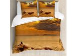 Abakuhaus Set Copripiumino Con Stampa Animali Per Letti Matrimoniali, Delfini Al Tramonto, Antiacaro Adatto A Chi Soffre Di Allergie Con Federe, Multicolore
