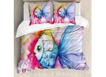 Abakuhaus Copripiumino Con Motivo Pesci, Acquerello Arte Astratta, Antiacaro, Adatto A Chi Soffre Di Allergie, Con Federe, 200 Cm X 200 Cm - 80 X 80 Cm, Multicolore