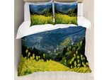 Abakuhaus Set Copripiumino Per Letto Matrimoniale, Blumenberge, Antiacaro, Adatto A Chi Soffre Di Allergie, Con Federe, Giallo Verde