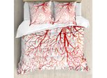 Abakuhaus Copripiumino Corallo, Acquerello Branchs Fall, Antiacaro, Adatto A Chi Soffre Di Allergie, Con Federe, 200 Cm X 200 Cm - 80 X 80 Cm, Corallo Scuro