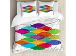 Abakuhaus Copripiumino Colorato, Shoal Artwork Colorato, Antiacaro, Adatto A Chi Soffre Di Allergie, Con Federe, 200 Cm X 200 Cm - 80 X 80 Cm, Multicolore