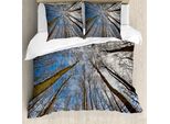 Abakuhaus Copripiumino Naturale, Scena Mattutina Con Nuvole, Antiacaro, Adatto A Chi Soffre Di Allergie, Con Federe, 200 Cm X 200 Cm - 80 X 80 Cm, Blu, Marrone,