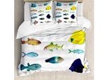 Abakuhaus Set Copripiumino Per Letti Matrimoniali, Creature Marine, Antiacaro, Adatto A Chi Soffre Di Allergie, Con Federe, Multicolore