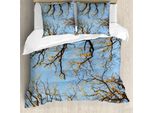 Abakuhaus Copripiumino Naturale, Cielo Vibrante Con Alberi, Antiacaro, Adatto A Chi Soffre Di Allergie, Con Federe, 155 Cm X 220 Cm - 80 X 80 Cm, Blu, Marrone,