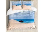 Abakuhaus Copripiumino Naufragio, Nave Naufragata Sulla Costa, Antiacaro, Adatto A Chi Soffre Di Allergie, Con Federe, 155 Cm X 220 Cm - 80 X 80 Cm, Blu Crema