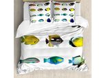 Abakuhaus Copripiumino Fisch, Sea Creatures Wasser, Antiacaro, Adatto A Chi Soffre Di Allergie, Con Federe, 200 Cm X 200 Cm - 80 X 80 Cm, Multicolore