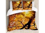 Abakuhaus Copripiumino Naturale, Sole Nel Raccolto Di Ottobre, Antiacaro, Adatto A Chi Soffre Di Allergie, Con Federe, 200 Cm X 200 Cm - 80 X 80 Cm, Arancione