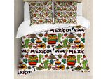 Abakuhaus Copripiumino Messicano, Cartoon Cactus Salsa, Antiacaro, Adatto A Chi Soffre Di Allergie, Con Federe, 200 Cm X 200 Cm - 80 X 80 Cm, Multicolore