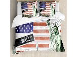 Abakuhaus Copripiumino Con Bandiera Americana, New York, Antiacaro, Adatto A Chi Soffre Di Allergie, Con Federe, 155 Cm X 220 Cm - 80 X 80 Cm, Multicolore
