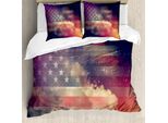 Abakuhaus Copripiumino Con Bandiera Americana, Cloudy Nacht Usa, Antiacaro, Adatto A Chi Soffre Di Allergie, Con Federe, 155 Cm X 220 Cm - 80 X 80 Cm, Multicolore