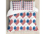 Abakuhaus Copripiumino Con Bandiera Americana, Flag Patriot, Antiacaro, Adatto A Chi Soffre Di Allergie, Con Federe, 200 Cm X 200 Cm - 80 X 80 Cm, Bianco Rosso