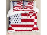 Abakuhaus Copripiumino Con Bandiera Americana, Martial Welt, Antiacaro, Adatto A Chi Soffre Di Allergie, Con Federe, 200 Cm X 200 Cm - 80 X 80 Cm, Blu Navy E Rosso