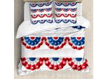 Abakuhaus Copripiumino Con Bandiera Americana, Motivo A Strisce, Antiacaro, Adatto A Chi Soffre Di Allergie, Con Federe, 200 Cm X 200 Cm - 80 X 80 Cm, Blu Rosso
