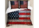 Abakuhaus Copripiumino Con Bandiera Americana, Piastra Con Bandiera Americana, Antiacaro, Adatto A Chi Soffre Di Allergie, Con Federe, 200 Cm X 200 Cm - 80 X 80 Cm, Rosso Grigio