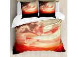 Abakuhaus Copripiumino Con Bandiera Americana, Tramonto, Antiacaro, Adatto A Chi Soffre Di Allergie, Con Federe, 155 Cm X 220 Cm - 80 X 80 Cm, Multicolore