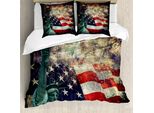 Abakuhaus Copripiumino Con Bandiera Americana, Fuochi D'artificio 4 Luglio, Antiacaro, Adatto A Chi Soffre Di Allergie, Con Federe, 155 Cm X 220 Cm - 80 X 80 Cm, Multicolore