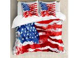 Abakuhaus Copripiumino Con Bandiera Americana, Graffiti Digitali, Antiacaro, Adatto A Chi Soffre Di Allergie, Con Federe, 200 Cm X 200 Cm - 80 X 80 Cm, Rosso Blu