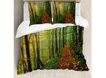 Abakuhaus Nationalparks Copripiumino, Waldweg Ausblick, Antiacaro, Adatto A Chi Soffre Di Allergie, Con Federe, 155 Cm X 220 Cm - 80 X 80 Cm, Verde Giallo