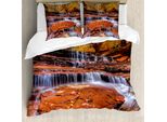 Abakuhaus Nationalparks Copripiumino, Cascata Autunnale, Antiacaro, Adatto A Chi Soffre Di Allergie, Con Federe, 155 Cm X 220 Cm - 80 X 80 Cm, Marrone