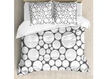 Abakuhaus Copripiumino Geometrico, Grigio Cerchio, Antiacaro, Adatto A Chi Soffre Di Allergie, Con Federe, 155 Cm X 220 Cm - 80 X 80 Cm, Grigio Scuro Bianco
