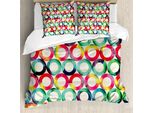 Abakuhaus Geometrischer Kreis Copripiumino, Retro Spots, Resistente All'acqua Lavabile Colori Che Non Stingono Personalizzato, 155 Cm X 220 Cm - 80 X 80 Cm, Mehrfarbig