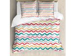 Abakuhaus Copripiumino A Righe, Boho Linee Ondulate Ruvido, Antiacaro Adatto A Chi Soffre Di Allergie Con Federe, 200 Cm X 200 Cm - 80 X 80 Cm, Multicolore