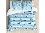 Abakuhaus Copripiumino A Righe, Blu Tartaruga Acquatico, Antiacaro, Adatto A Chi Soffre Di Allergie, Con Federe, 155 Cm X 220 Cm - 80 X 80 Cm, Blu Navy