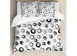 Abakuhaus Copripiumino Geometrico, Minimalista, Antiacaro, Adatto A Chi Soffre Di Allergie, Con Federe, 155 Cm X 220 Cm - 80 X 80 Cm, Bianco E Nero