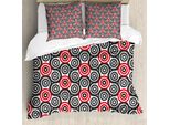 Abakuhaus Copripiumino Geometrico, Oval Mosaic, Antiacaro, Adatto A Chi Soffre Di Allergie, Con Federe, 200 Cm X 200 Cm - 80 X 80 Cm, Rosso Nero