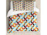 Abakuhaus Copripiumino Geometrico, Bound Square Circle, Antiacaro E Anallergico, Con Federe, 200 Cm X 200 Cm - 80 X 80 Cm, Multicolore