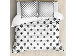 Abakuhaus Copripiumino Geometrico, Forme Diverse, Antiacaro, Adatto A Chi Soffre Di Allergie, Con Federe, 155 Cm X 220 Cm - 80 X 80 Cm, Bianco E Nero