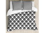 Abakuhaus Copripiumino Geometrico, Cerchi Ondulati, Antiacaro, Adatto A Chi Soffre Di Allergie, Con Federe, 155 Cm X 220 Cm - 80 X 80 Cm, Bianco E Nero