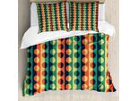 Abakuhaus Copripiumino Geometrico, Motivo A Semicerchi, Antiacaro, Adatto A Chi Soffre Di Allergie, Con Federe, 200 Cm X 200 Cm - 80 X 80 Cm, Arancione Verde Acqua