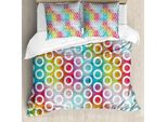 Abakuhaus Copripiumino Geometrico, Strisce Colorate, Antiacaro, Adatto A Chi Soffre Di Allergie, Con Federe, 155 Cm X 220 Cm - 80 X 80 Cm, Multicolore