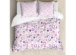 Abakuhaus Copripiumino Geometrico, Cerchi, Antiacaro, Adatto A Chi Soffre Di Allergie, Con Federe, 155 Cm X 220 Cm - 80 X 80 Cm, Rosa Violetto