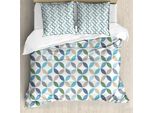 Abakuhaus Copripiumino Geometrico, Strisce Ovali, Antiacaro, Adatto A Chi Soffre Di Allergie, Con Federe, 155 Cm X 220 Cm - 80 X 80 Cm, Blu Pallido Verde