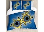 Abakuhaus Copripiumino Fractal, Motivi Floreali Rotanti, Antiacaro, Adatto A Chi Soffre Di Allergie, Con Federe, 200 Cm X 200 Cm - 80 X 80 Cm, Giallo Viola Blu