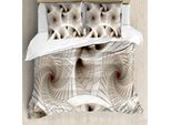 Abakuhaus Copripiumino Fractal, Stile Digitale Astratto, Antiacaro, Adatto A Chi Soffre Di Allergie, Con Federe, 155 Cm X 220 Cm - 80 X 80 Cm, Beige