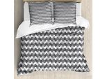Abakuhaus Copripiumino Grigio, Linee Retrò Sfumate, Antiacaro, Adatto A Chi Soffre Di Allergie, Con Federe, 155 Cm X 220 Cm - 80 X 80 Cm, Grigio Antracite