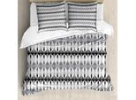 Abakuhaus Copripiumino Grigio, Triangoli, Antiacaro, Adatto A Chi Soffre Di Allergie, Con Federe, 200 Cm X 200 Cm - 80 X 80 Cm, Bianco