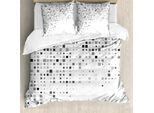 Abakuhaus Set Copripiumino Digitale Per Letti Matrimoniali, Motivo Geometrico, Antiacaro, Adatto A Chi Soffre Di Allergie, Con Federe, Bianco Cenere