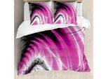 Abakuhaus Copripiumino Fractal, Digital Energy, Antiacaro, Adatto A Chi Soffre Di Allergie, Con Federe, 155 Cm X 220 Cm - 80 X 80 Cm, Magenta Nero