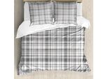 Abakuhaus Set Copripiumino Geometrico Per Letti Matrimoniali, Linea Verticale Quadrata, Antiacaro, Adatto A Chi Soffre Di Allergie, Con Federe, Bianco Grigio