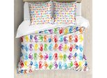 Abakuhaus Copripiumino Colorato, Acquerello Bambini, Antiacaro, Adatto A Chi Soffre Di Allergie, Con Federe, 200 Cm X 200 Cm - 80 X 80 Cm, Multicolore
