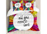 Abakuhaus Copripiumino Colorato, Hippie Retro Words, Antiacaro, Adatto A Chi Soffre Di Allergie, Con Federe, 200 Cm X 200 Cm - 80 X 80 Cm, Bianco