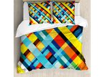 Abakuhaus Copripiumino Colorato, Linee Retrò Vivaci, Antiacaro, Adatto A Chi Soffre Di Allergie, Con Federe, 155 Cm X 220 Cm - 80 X 80 Cm, Multicolore