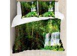 Abakuhaus Copripiumino Waterfall, Primavera Botanic Wald, Antiacaro, Adatto A Chi Soffre Di Allergie, Con Federe, 200 Cm X 200 Cm - 80 X 80 Cm, Verde E Bianco